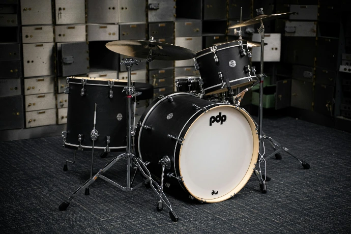 white and black drum set for hire